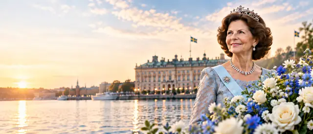 Drottningens namnsdag – Drottning Silvia framför Stockholms slott